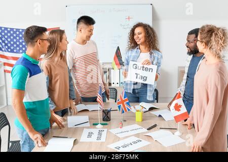 People taking classes at language school Stock Photo