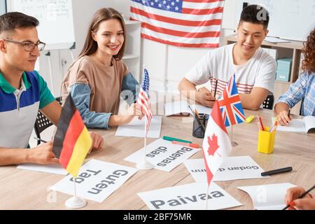 People taking classes at language school Stock Photo