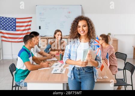 People taking classes at language school Stock Photo