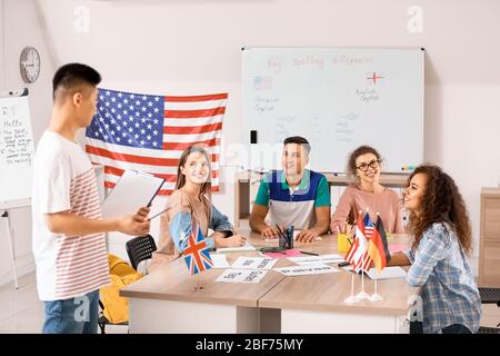 People taking classes at language school Stock Photo