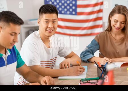 People taking classes at language school Stock Photo