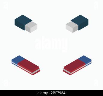 isometric eraser icon illustrated in vector on white background Stock Vector