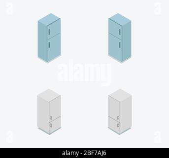 isometric fridge icon illustrated in vector on white background Stock Vector