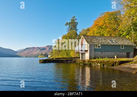 Ullswater Far Boathouse near Watermillock in the Lake District Cambrian Mountains Stock Photo