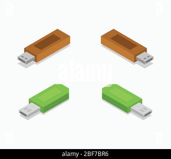 isometric usb icon illustrated in vector on white background Stock Vector