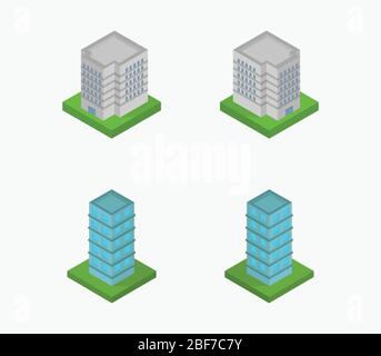 isometric skyscraper icon illustrated in vector on white background Stock Vector