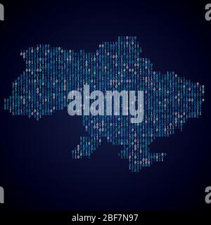 Ukraine country map made from digital binary code Stock Vector