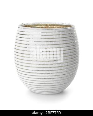 Stylish candle holder on white background Stock Photo