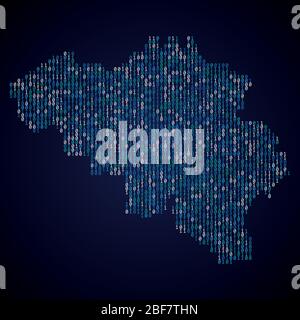 Belgium country map made from digital binary code Stock Vector