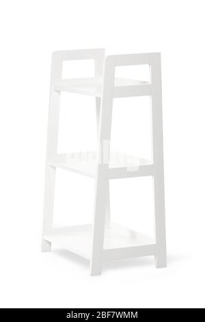Empty shelving unit on white background Stock Photo
