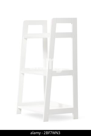 Empty shelving unit on white background Stock Photo