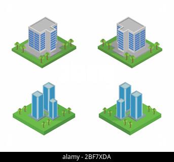 isometric office icon illustrated in vector on white background Stock Vector