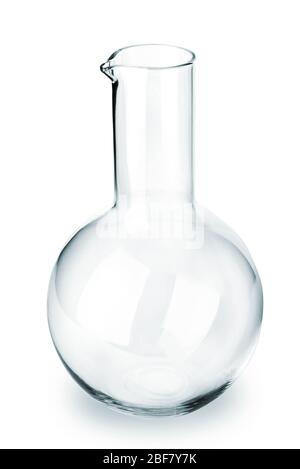 Empty laboratory flask on white background Stock Photo
