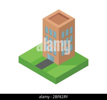 isometric skyscraper icon illustrated in vector on white background Stock Vector