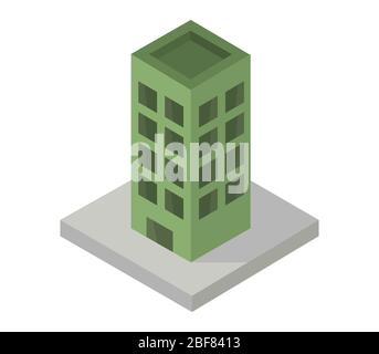 isometric skyscraper icon illustrated in vector on white background Stock Vector