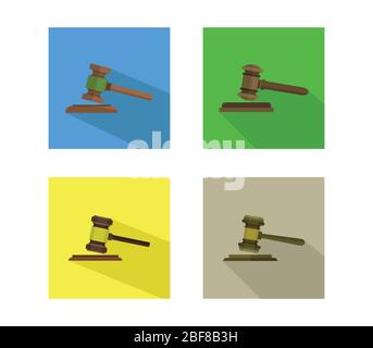 judge hammer icon illustrated in vector on white background Stock Vector