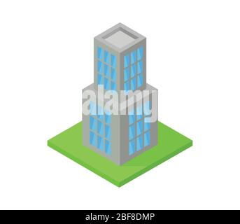 isometric skyscraper icon illustrated in vector on white background Stock Vector