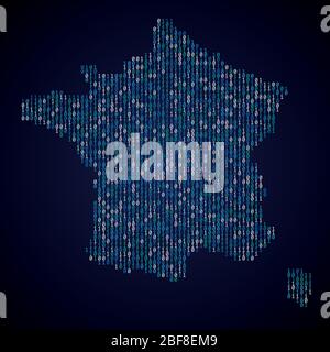 France country map made from digital binary code Stock Vector