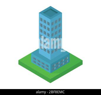 isometric skyscraper icon illustrated in vector on white background Stock Vector