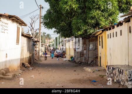 BAKAU, THE GAMBIA, NOVEMBER 18, 2019: Typical small town in Gambia. Bakau. Stock Photo