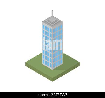 isometric skyscraper icon illustrated in vector on white background Stock Vector