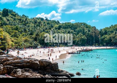 Freedom Beach, Phuket / Thailand - January 16, 2020: Freedom Beach is most popular bay in Phuket, Thailand Stock Photo