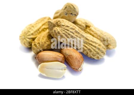 Peanuts isolated on a white background Stock Photo