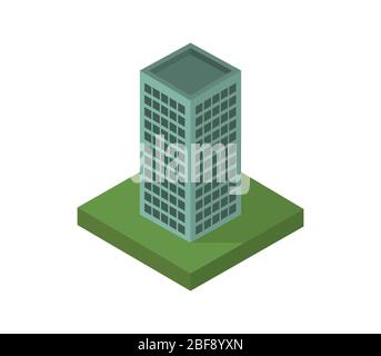 isometric skyscraper icon illustrated in vector on white background Stock Vector