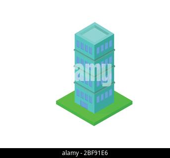 isometric skyscraper icon illustrated in vector on white background Stock Vector