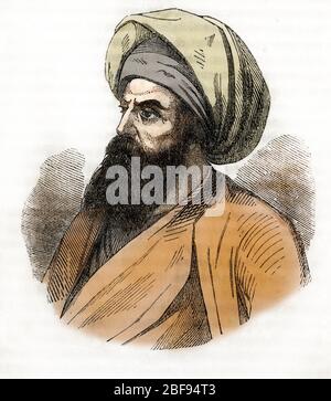 Representation du prophete Mahomet (Mahommet ou Mohammed ou Muhammad) (570-632) (portrait of the Prophet Mohammed or Muhammad circa 570 - 632, founder Stock Photo