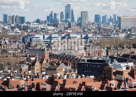 London skyline across the rooftops of Paddington to the city, London 2020 Stock Photo