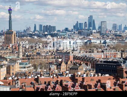 London skyline across the rooftops of Paddington to the city, London 2020 Stock Photo