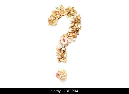 Question mark made from pencil shavings for use in your design. Stock Photo