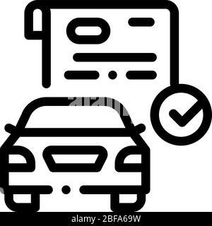 checked documents for car icon vector outline illustration Stock Vector