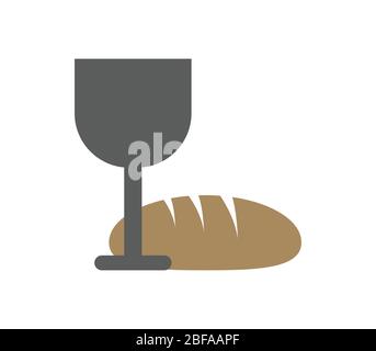 bread and wine icon illustrated in vector on white background Stock Vector