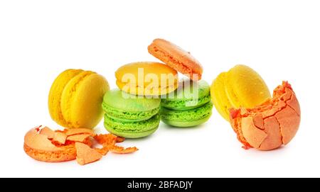 Tasty macarons on white background Stock Photo