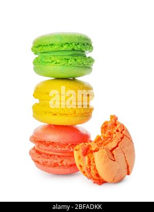 Tasty macarons on white background Stock Photo