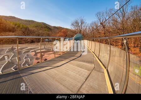 Walkway architecture at sunset in Anyang art public park, South Korea. Stock Photo