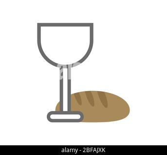 bread and wine icon illustrated in vector on white background Stock Vector