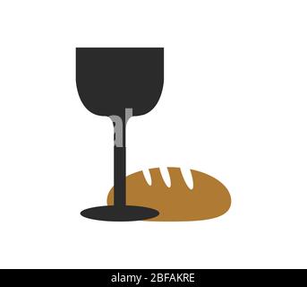 bread and wine icon illustrated in vector on white background Stock Vector