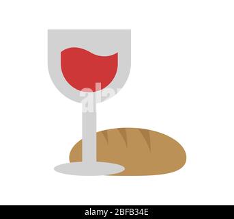 bread and wine icon illustrated in vector on white background Stock Vector