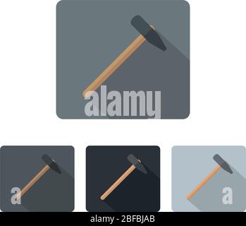 flat design hammer icon illustrated in vector on white background Stock Vector