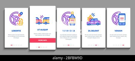Car Crash Accident Onboarding Elements Icons Set Vector Stock Vector ...
