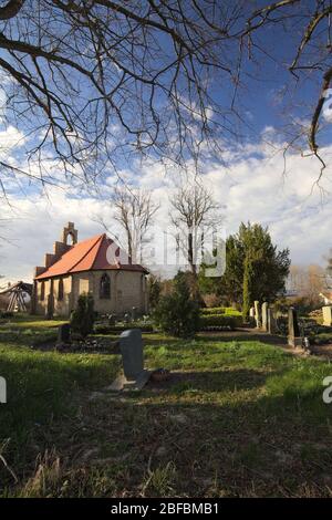 Small cemetery chapel in Stahlbrode in northern Germany. Stock Photo