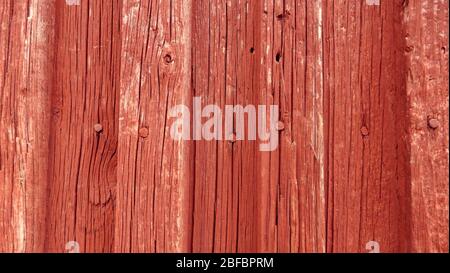 Vintage red colored wooden wall with detailed texture. Colored wooden textured backdrop for web design and art decoration. Stock Photo
