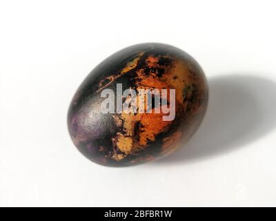Traditionally lithuanian painted Easter egg isolated on the white background Stock Photo