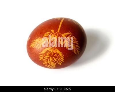 Traditionally lithuanian painted Easter egg isolated on the white background Stock Photo