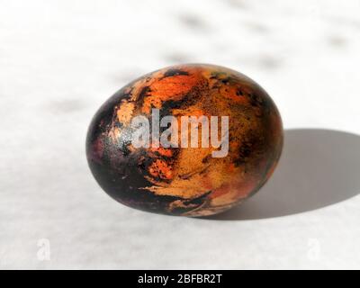 Traditionally lithuanian painted Easter egg isolated on the white background Stock Photo