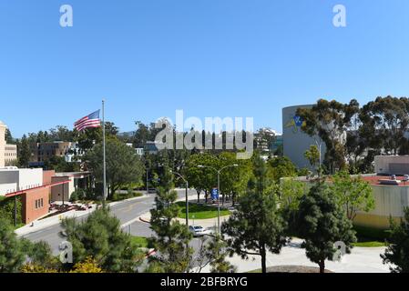 IRVINE, CALIFORNIA - 16 APRIL 2020: Overview of part of the campus at the University of California Irvine, UCI. Stock Photo