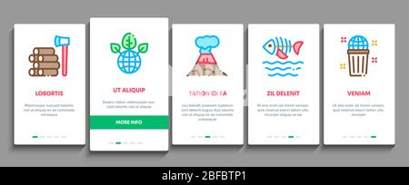 Climate Change Ecology Onboarding Elements Icons Set Vector Stock Vector